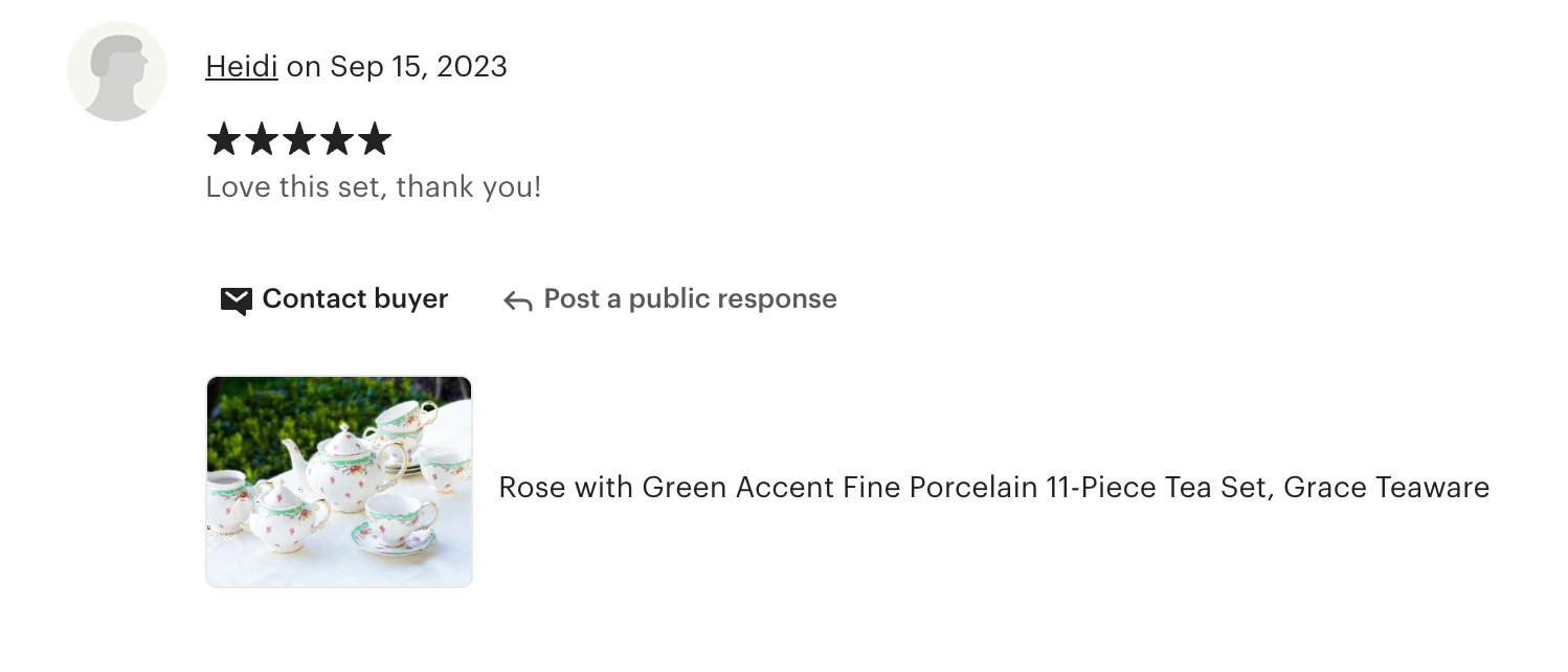 Rose with Green Accent Fine Porcelain 11-Piece Tea Set
