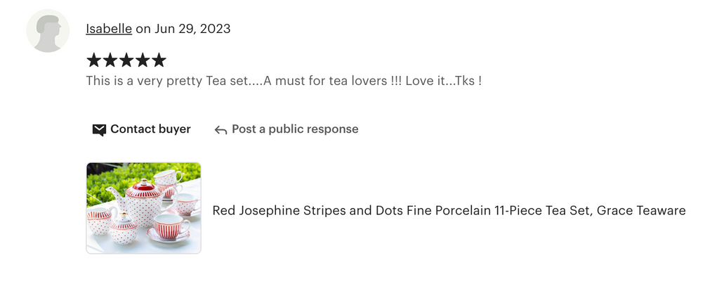 Red Josephine Stripes and Dots Fine Porcelain 11-Piece Tea Set
