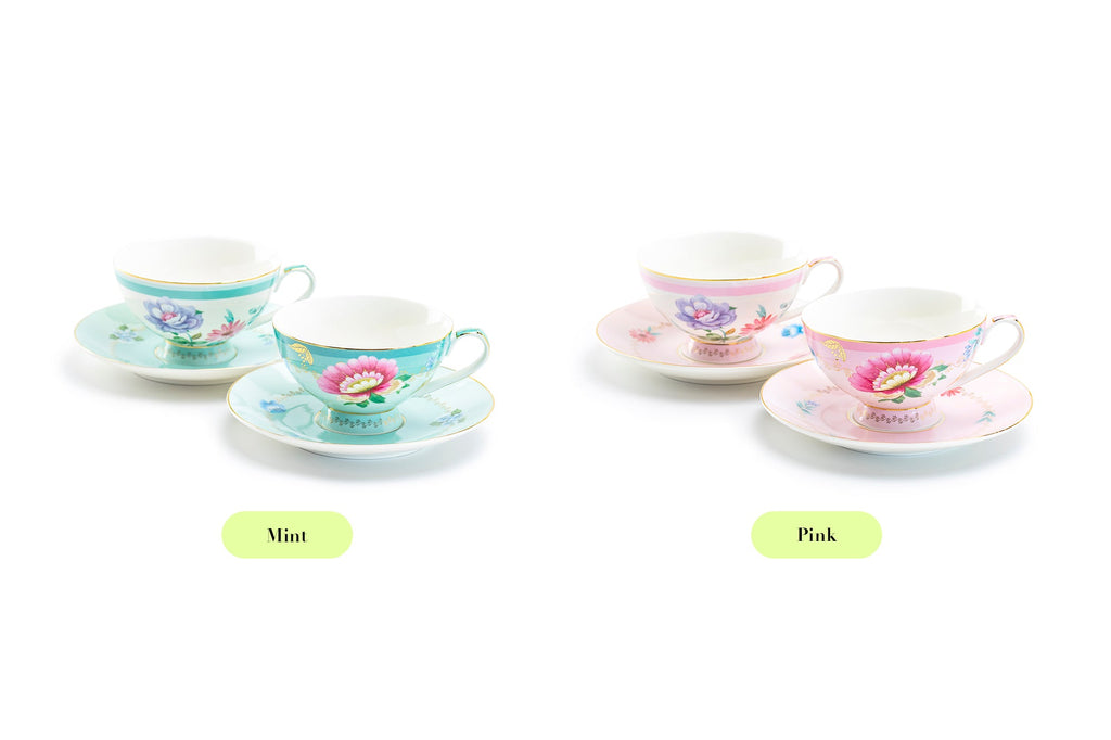 Pink Flower Garden Fine Porcelain Cup and Saucer Sets
