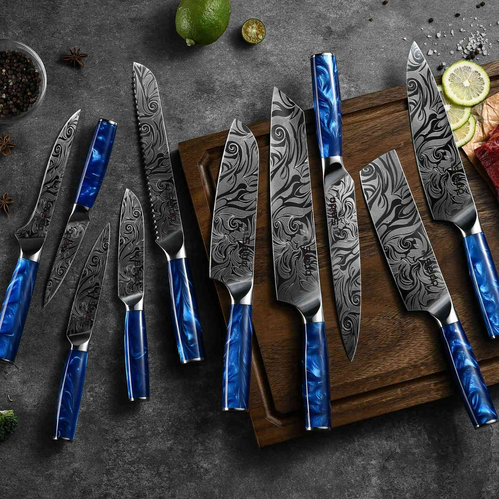 Tengoku 10-Piece Blue Chef Knife Set