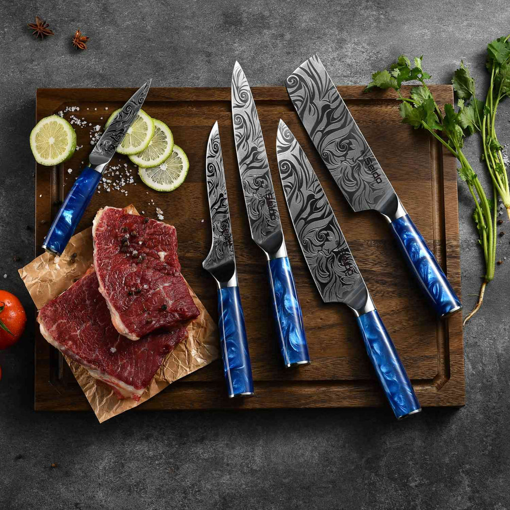 Tengoku 10-Piece Blue Chef Knife Set