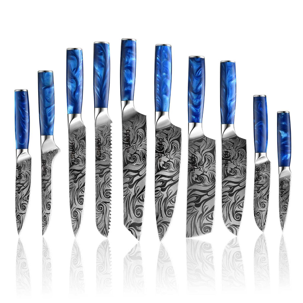 Tengoku 10-Piece Blue Chef Knife Set
