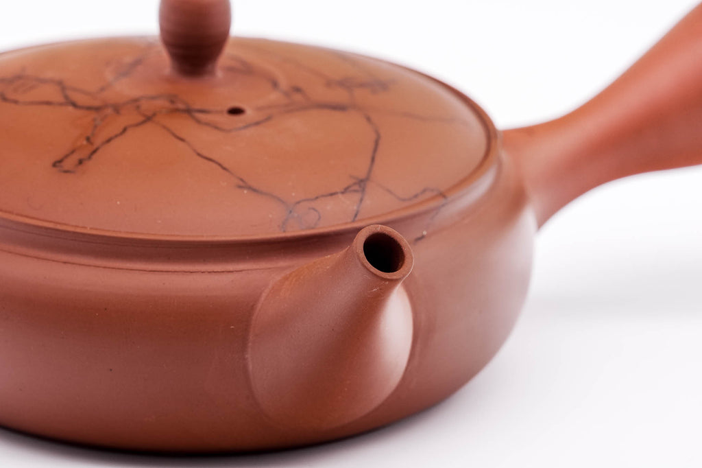Mogake Seaweed Red Flat Tokoname Teapot - 200ml