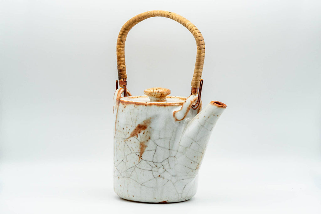 Japanese Dobin - Orange White Shino Glazed Top-handled Debeso Teapot - 600ml