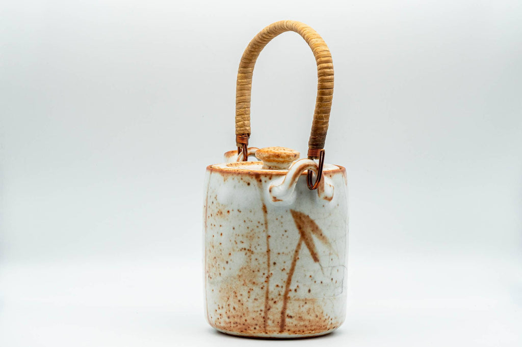 Japanese Dobin - Orange White Shino Glazed Top-handled Debeso Teapot - 600ml