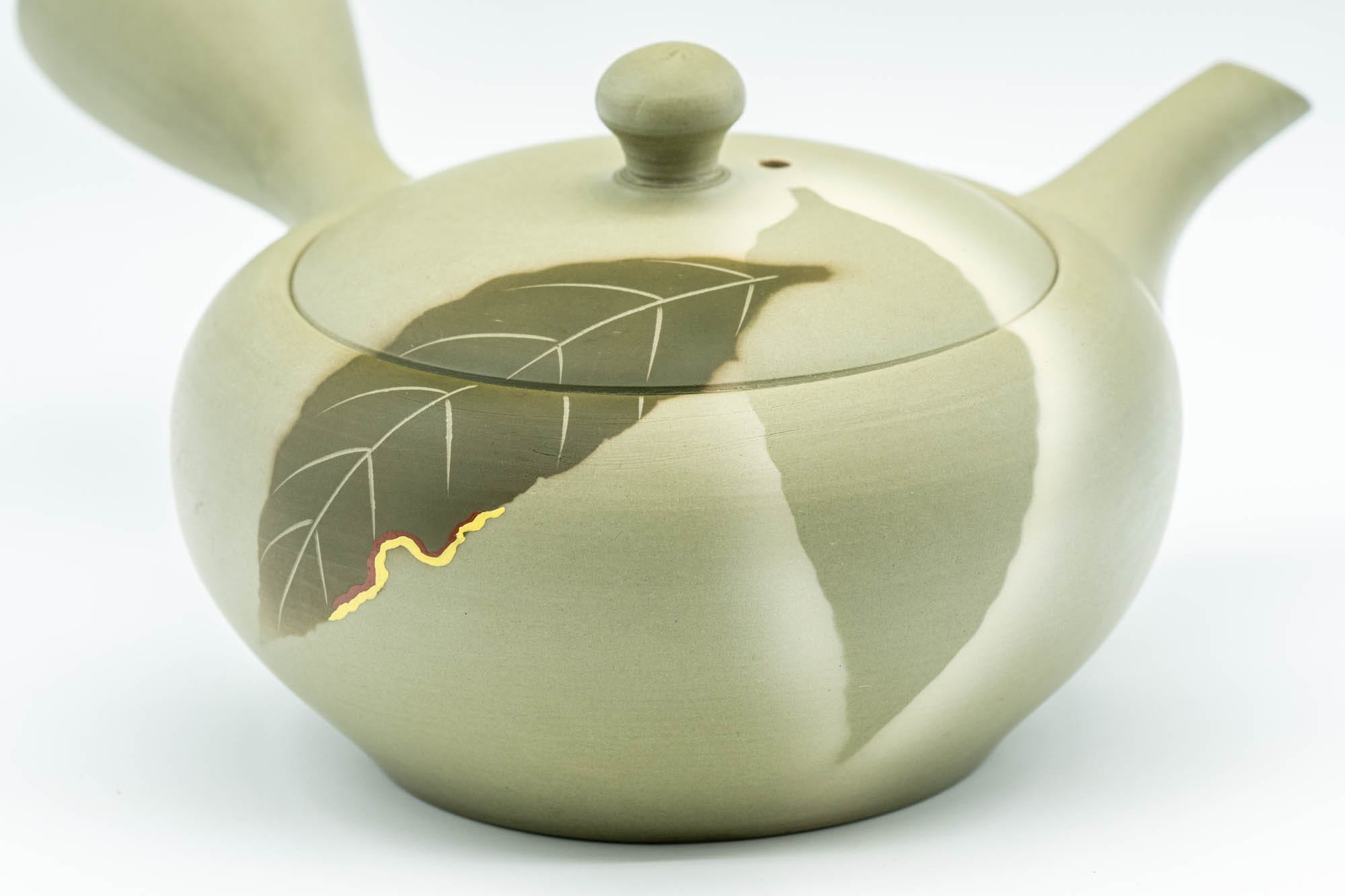 Japanese Kyusu - Green Tea Leaves Tokoname-yaki Obi-ami 360 Filter Teapot - 250ml