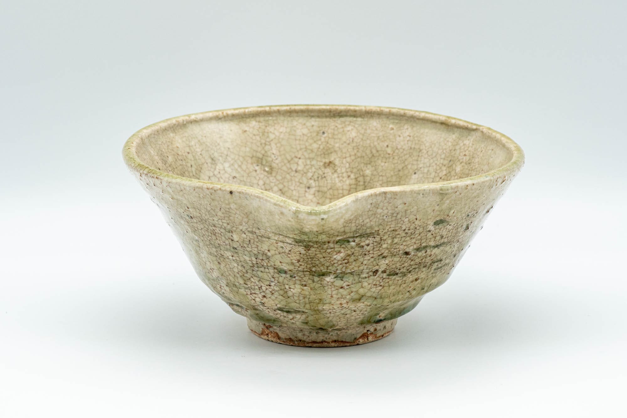Japanese Katakuchi - Beige and Green Drip-Glazed Tea Pouring Bowl - 250ml