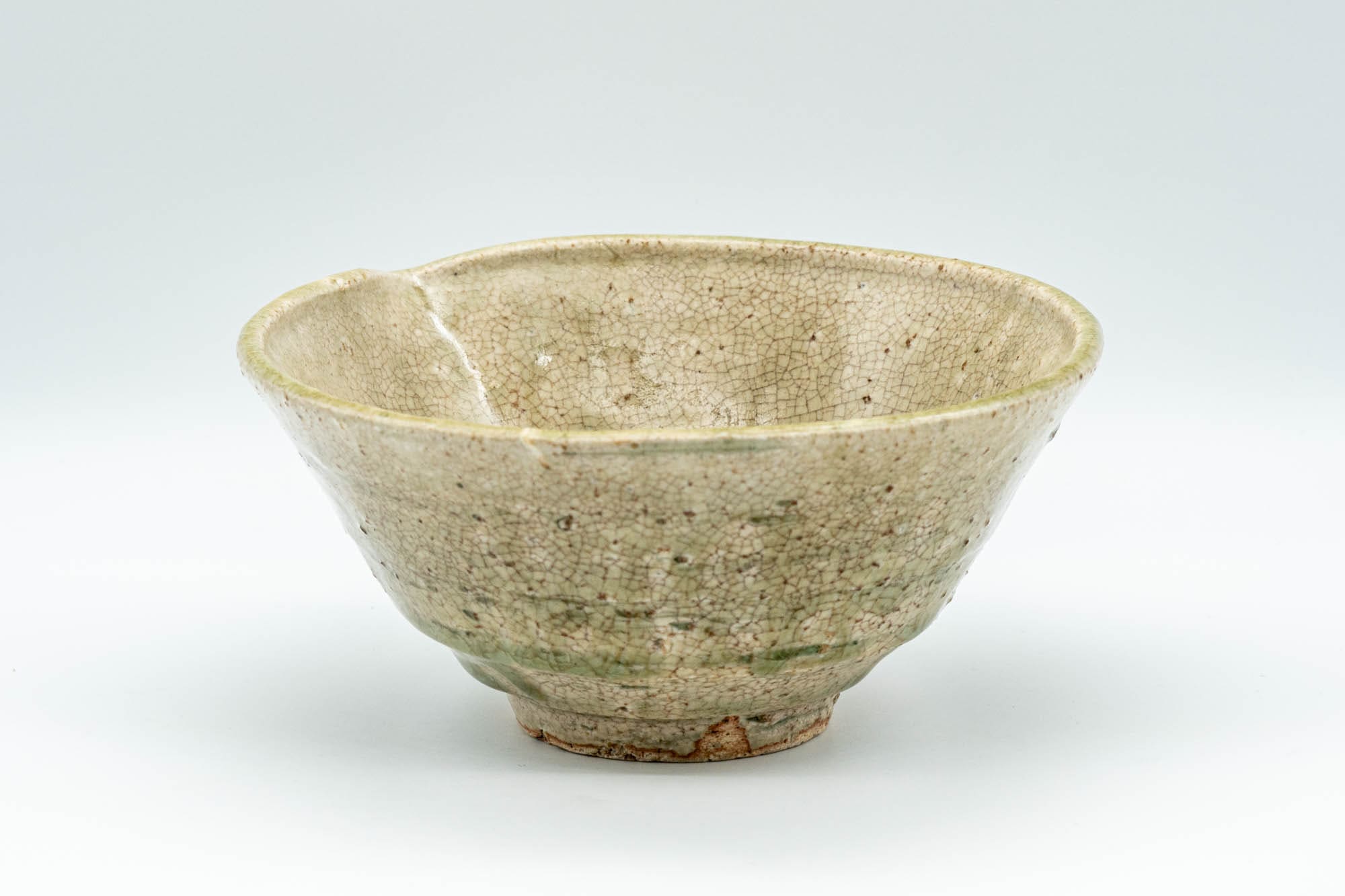Japanese Katakuchi - Beige and Green Drip-Glazed Tea Pouring Bowl - 250ml