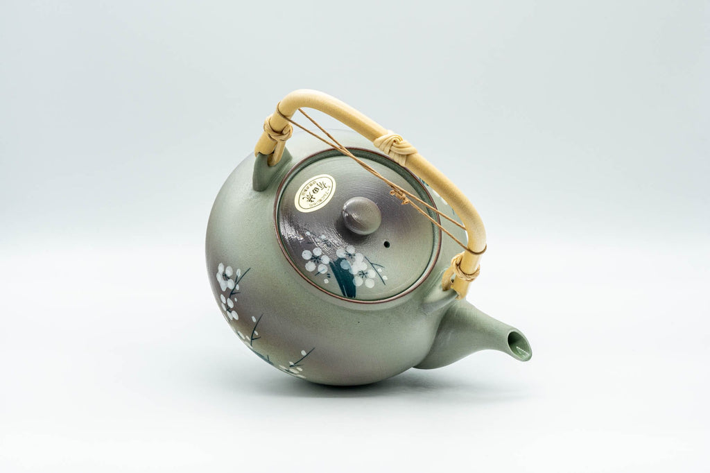 Japanese Tea Set - Green Arita-yaki Debeso Dobin Teapot with 2 Lidded Yunomi Teacups