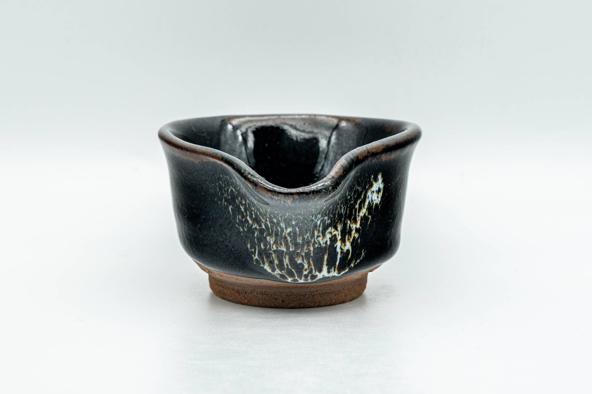 Japanese Katakuchi - Small Jet Black Hare's Fur Glazed Water Cooler - 50ml