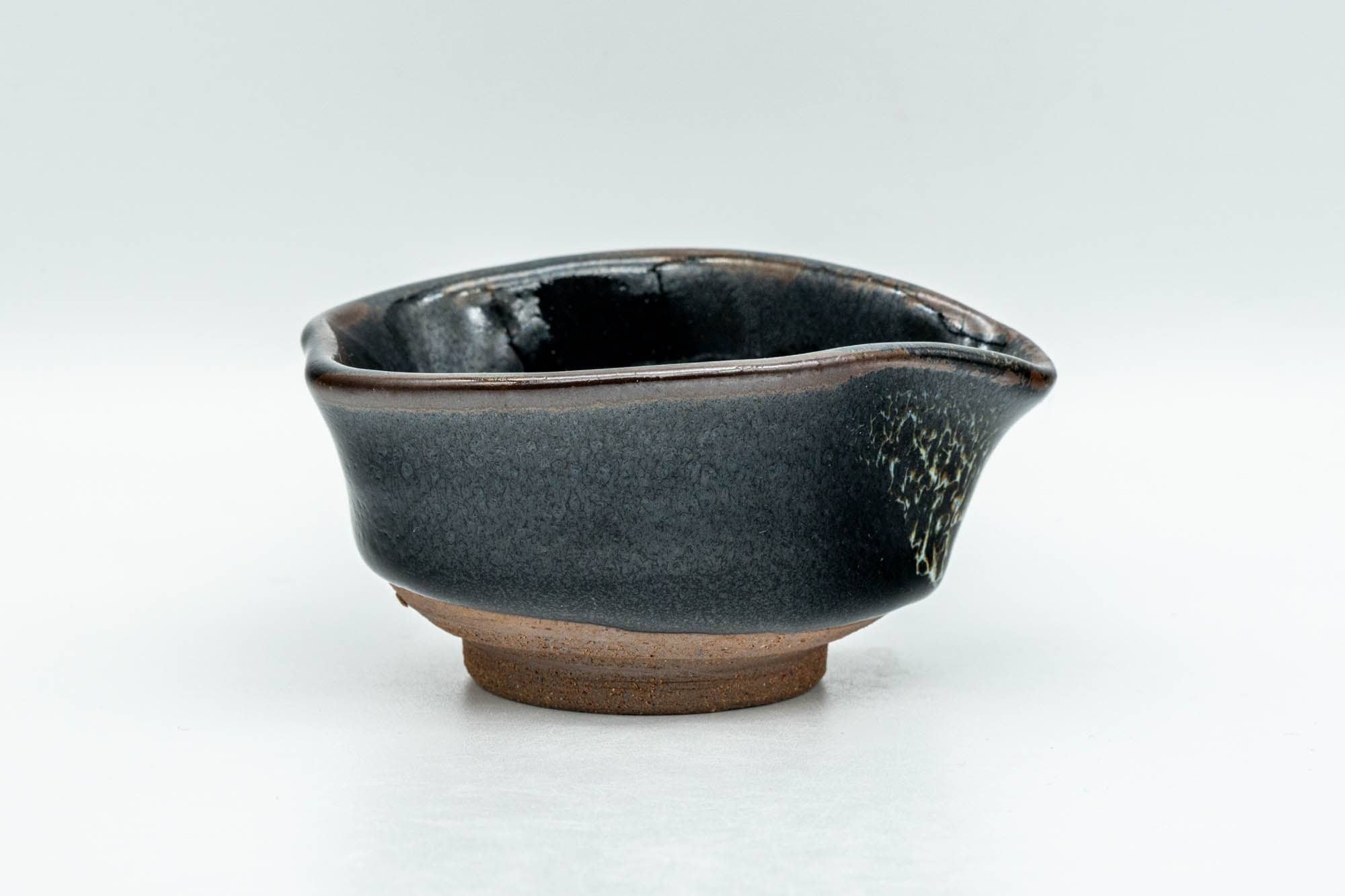 Japanese Katakuchi - Small Jet Black Hare's Fur Glazed Water Cooler - 50ml