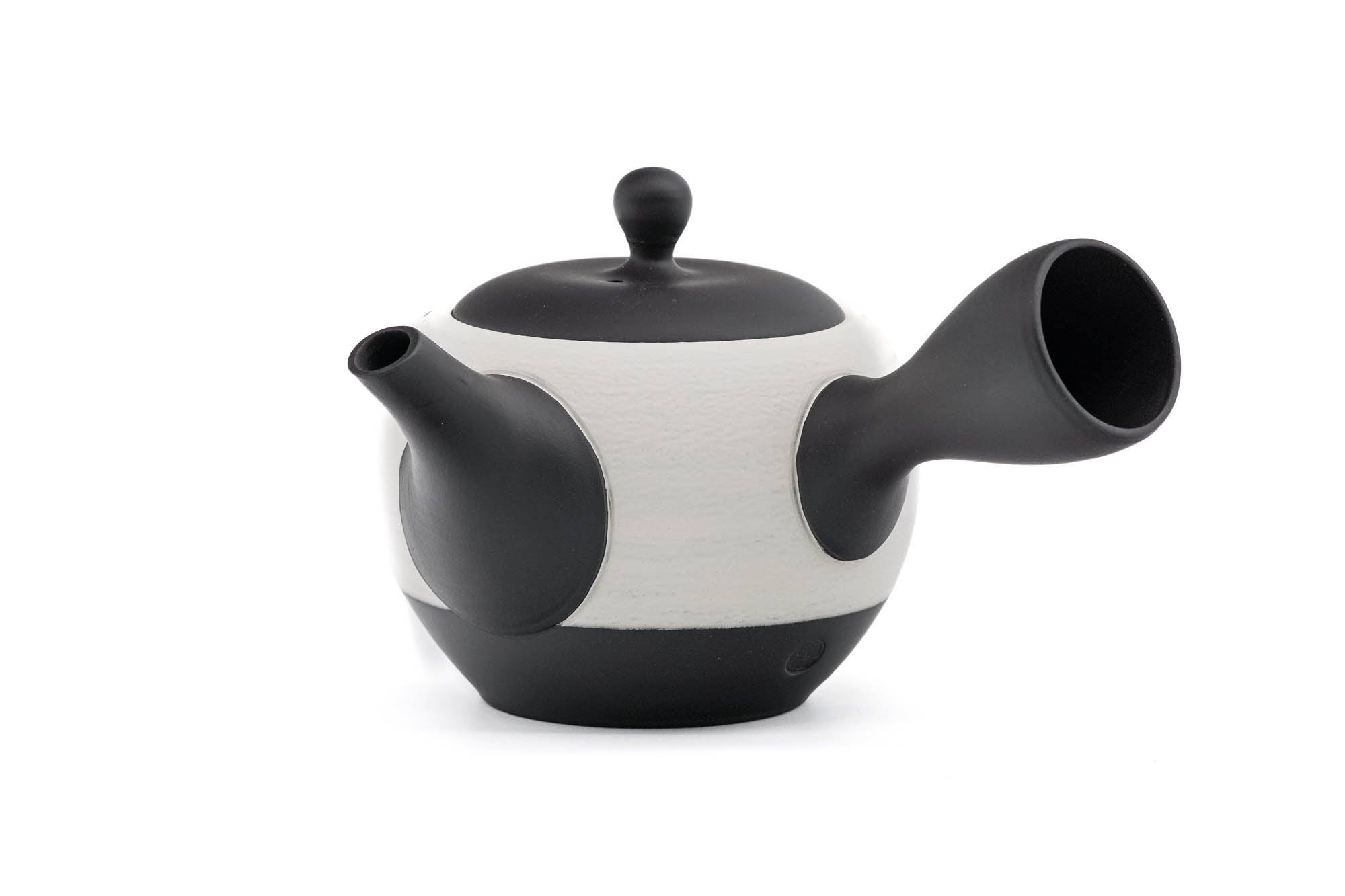 Tea Set - Black White Pearlescent Tokoname Teapot with 5 Porcelain Teacups