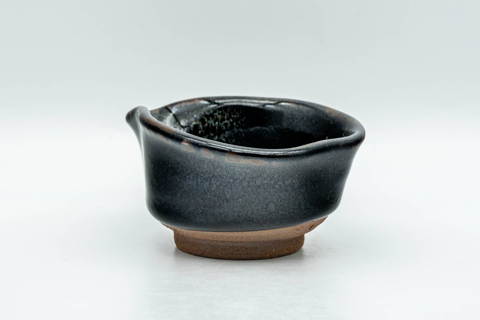 Japanese Katakuchi - Small Jet Black Hare's Fur Glazed Water Cooler - 50ml