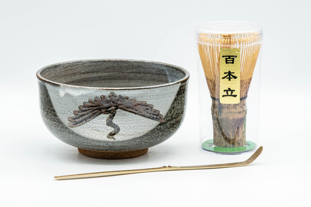 Japanese Matcha Set - Hantsutsu-gata Chawan with Bamboo Chasen Whisk and Chashaku Scoop - 500ml