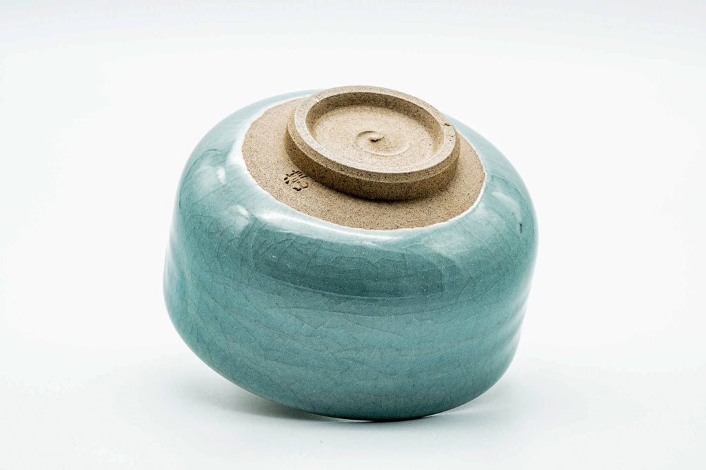 Japanese Matcha Bowl - Blue Celadon Drip-Glazed Hantsutsu-gata Chawan - 400ml