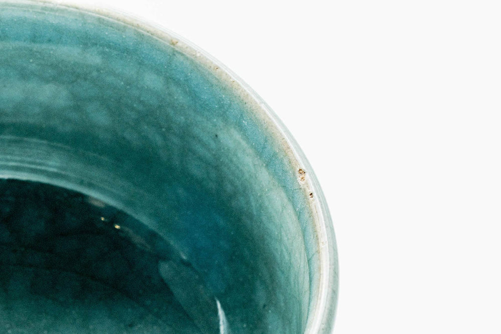 Japanese Matcha Bowl - Blue Celadon Drip-Glazed Hantsutsu-gata Chawan - 400ml