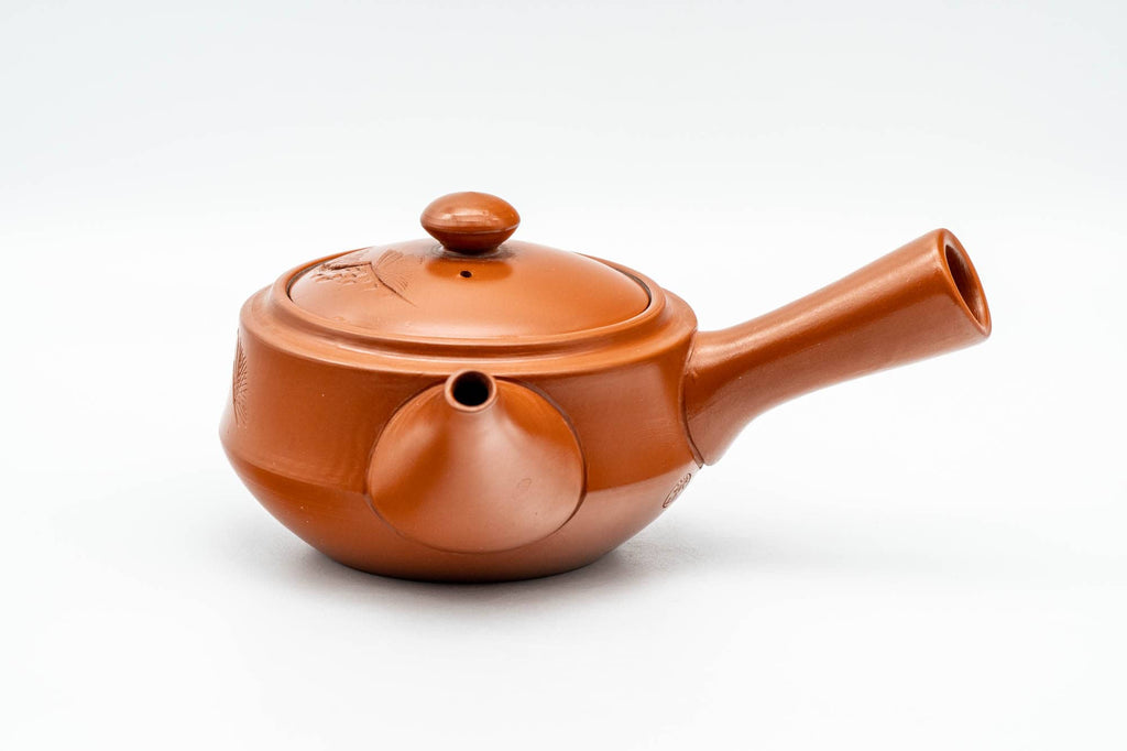 Japanese Kyusu - Engraved Red Shudei Tokoname-yaki Debeso Teapot - 210ml