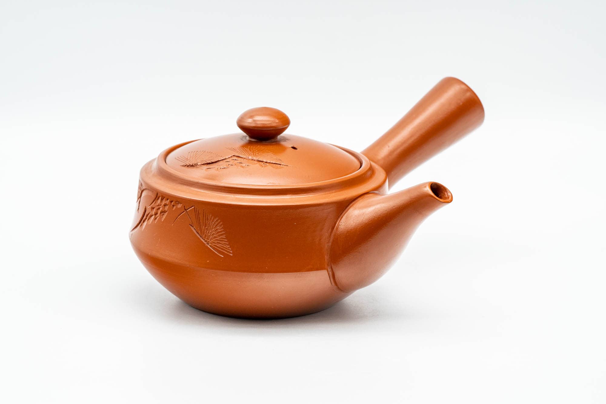 Japanese Kyusu - Engraved Red Shudei Tokoname-yaki Debeso Teapot - 210ml