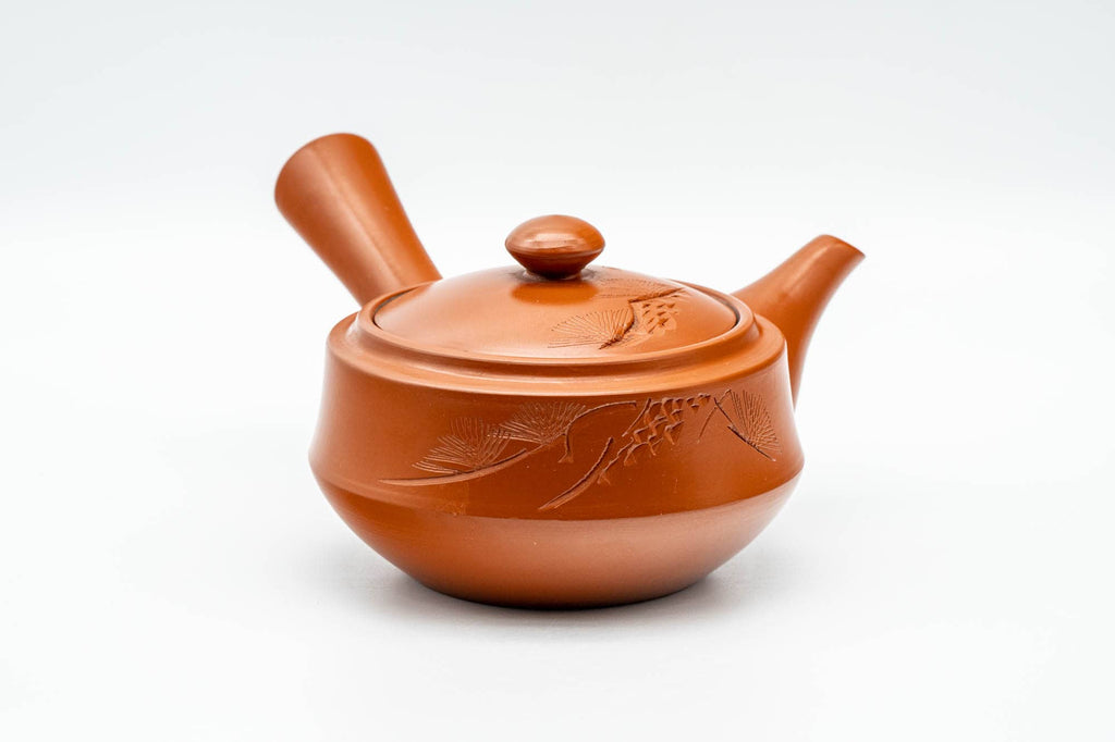 Japanese Kyusu - Engraved Red Shudei Tokoname-yaki Debeso Teapot - 210ml