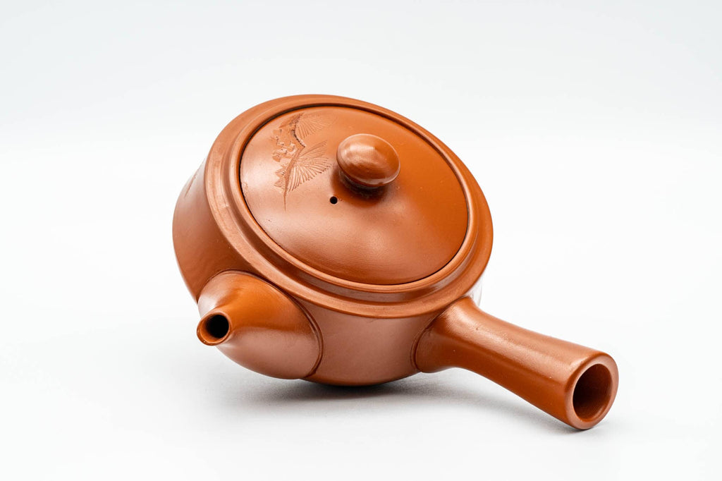 Japanese Kyusu - Engraved Red Shudei Tokoname-yaki Debeso Teapot - 210ml