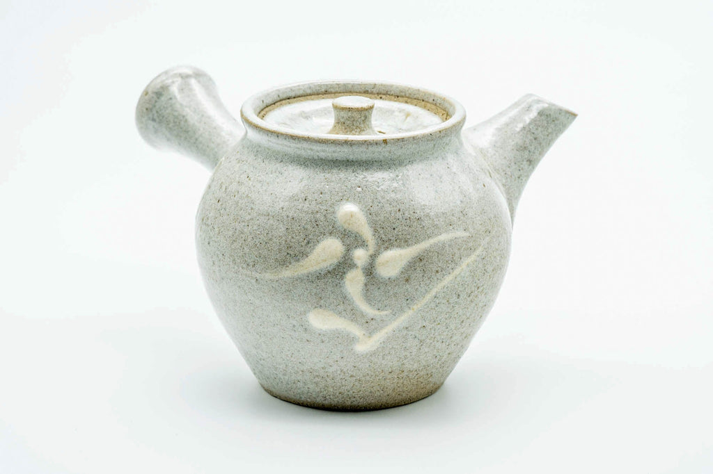 Japanese Kyusu - Large Floral Grey Glazed Do-ake Ceramic Filter Teapot - 500ml