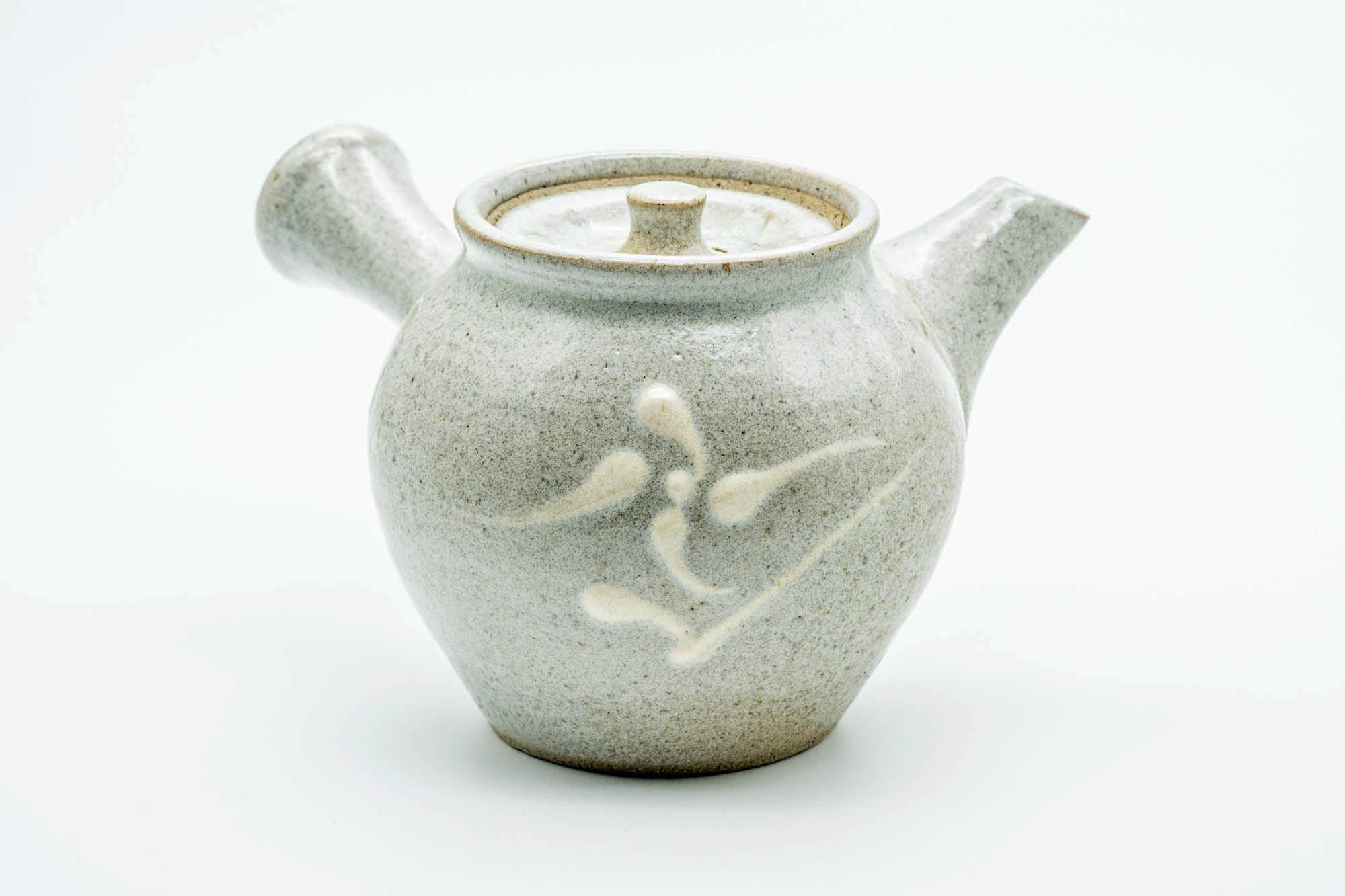 Japanese Kyusu - Large Floral Grey Glazed Do-ake Ceramic Filter Teapot - 500ml