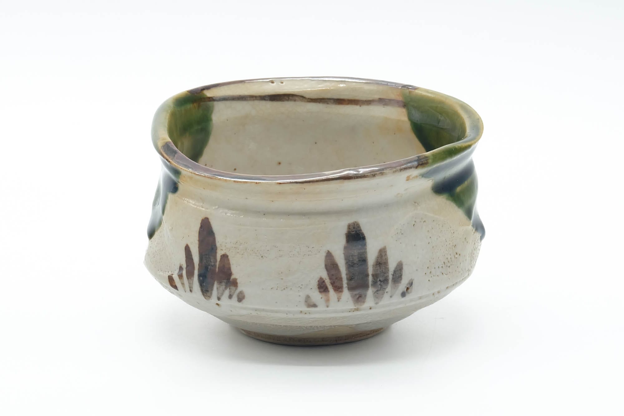 Japanese Matcha Bowl - Distorted Ao-Oribe Oribe-yaki Chawan - 400ml