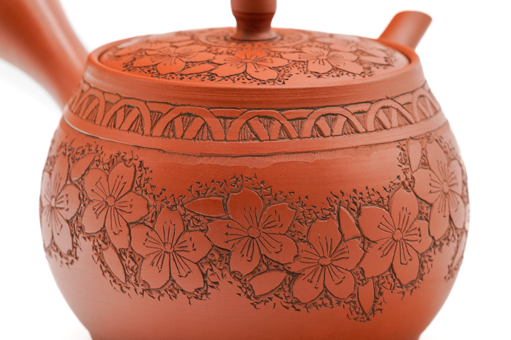 Cherry Blossom Engraved Tokoname Teapot - 340ml