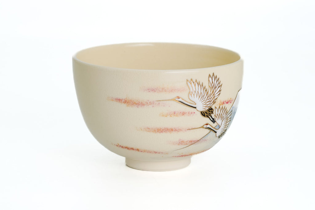 Flock of Cranes Over Mt. Fuji Chawan
