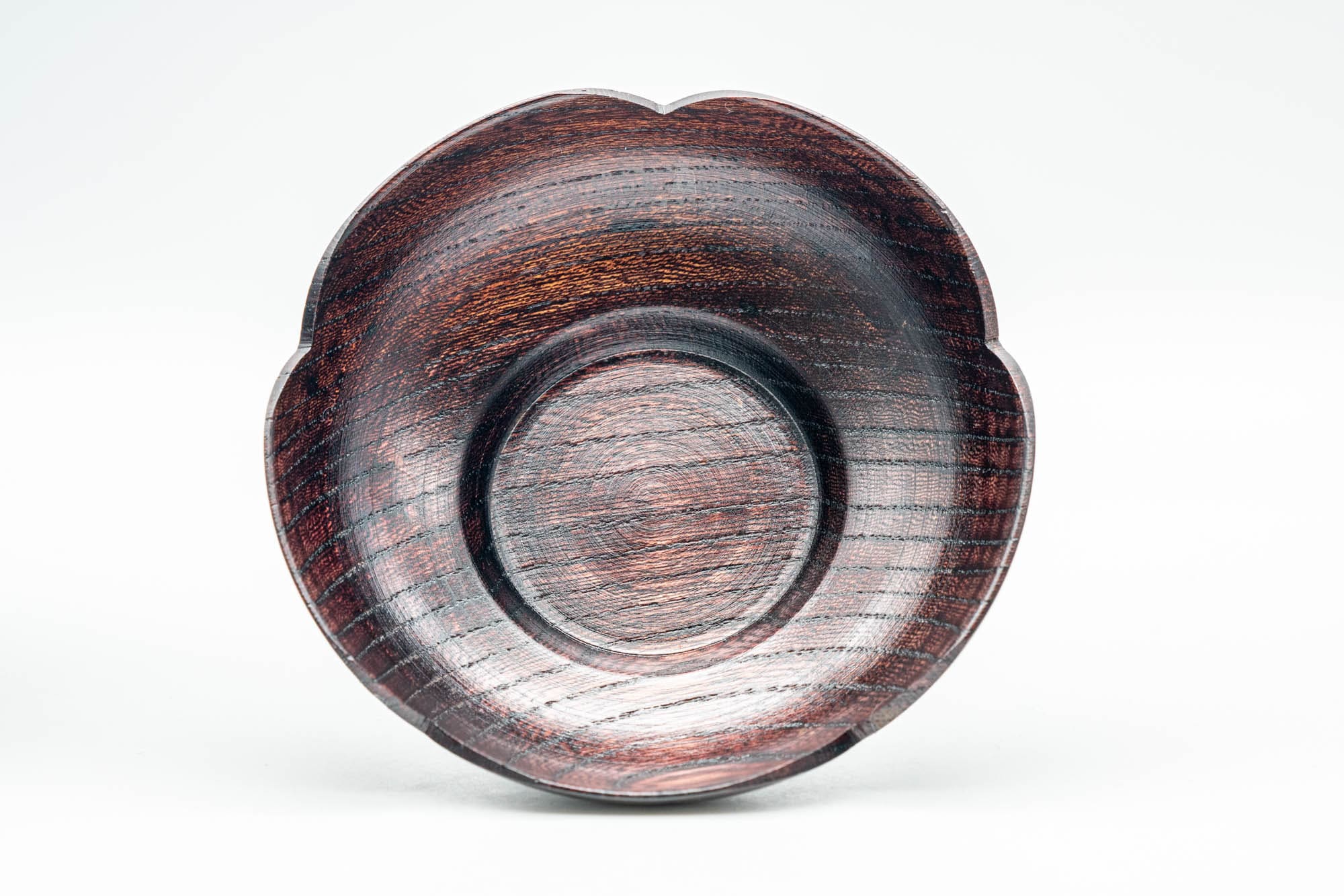 Japanese Chataku - Set of 5 Flower Petal-Shaped Wooden Tea Saucers