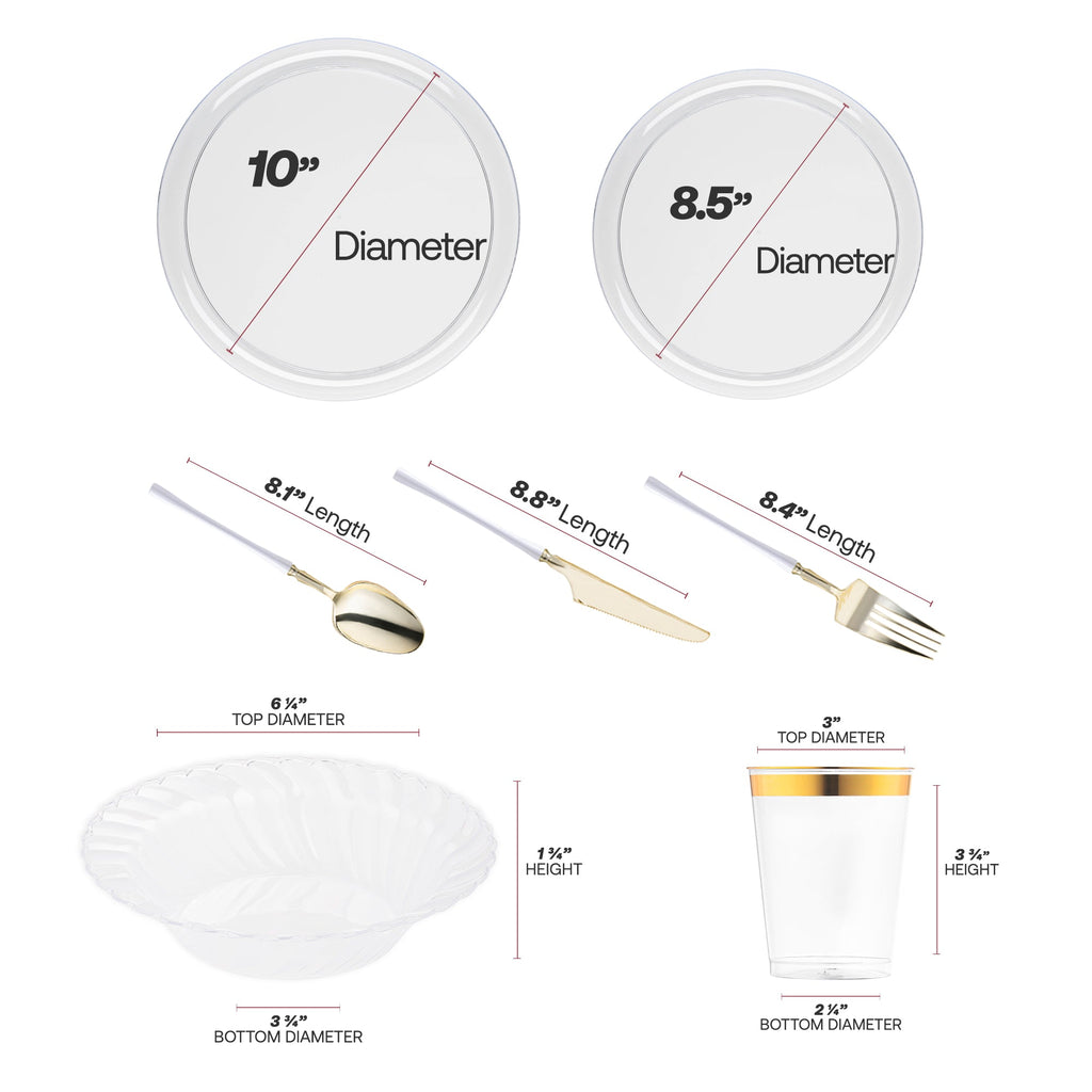 Clear Flat Round Disposable Plastic Tableware Set