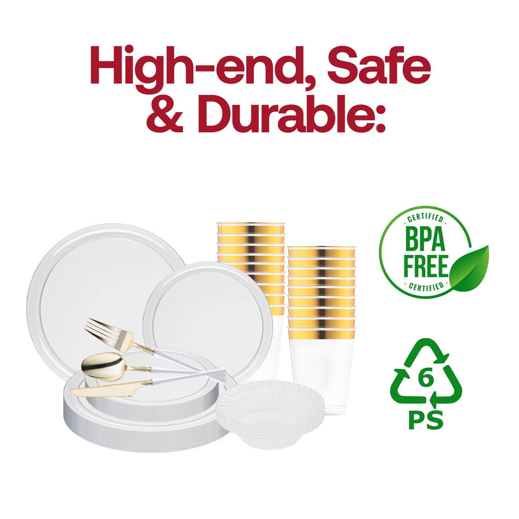 Clear Flat Round Disposable Plastic Tableware Set