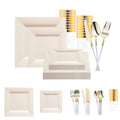 Ivory Square Disposable Plastic Tableware Set