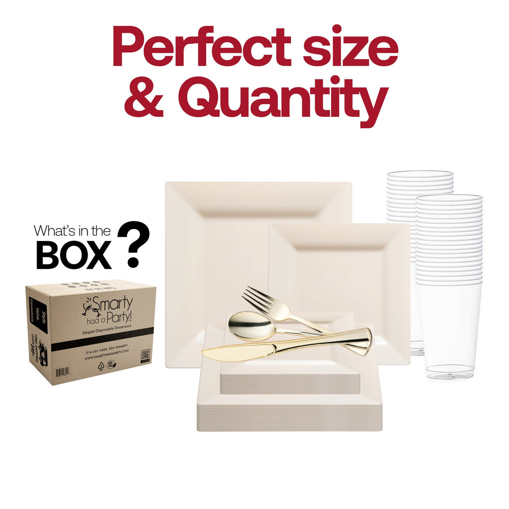 Ivory Square Plastic Wedding Value Set