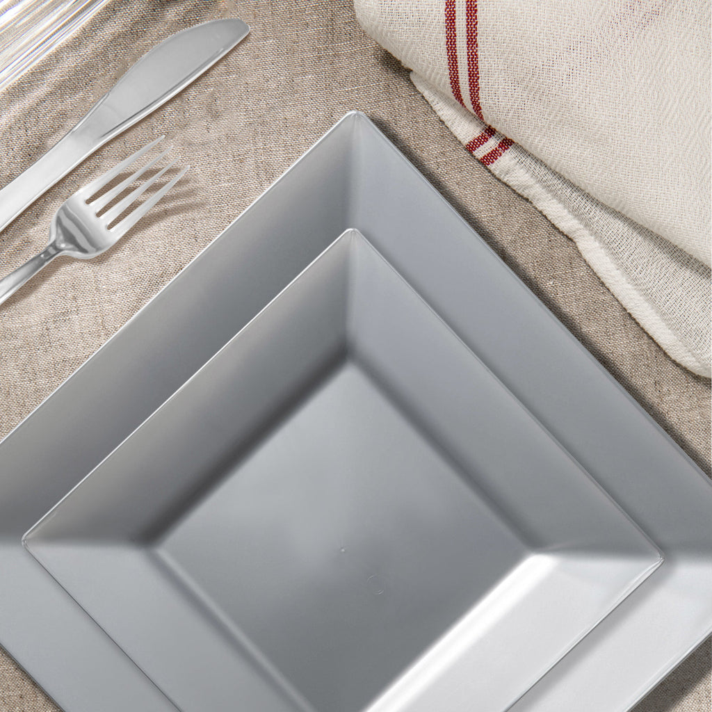 Silver Square Plastic Wedding Value Set