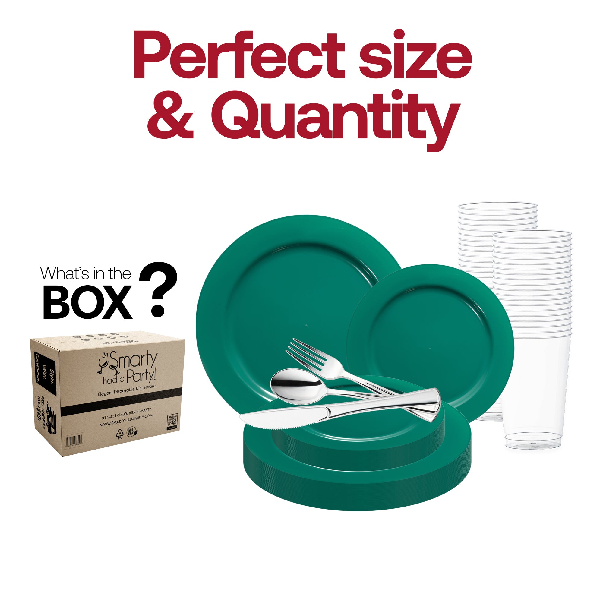 Solid Green Holiday Round Disposable Plastic Wedding Value Set