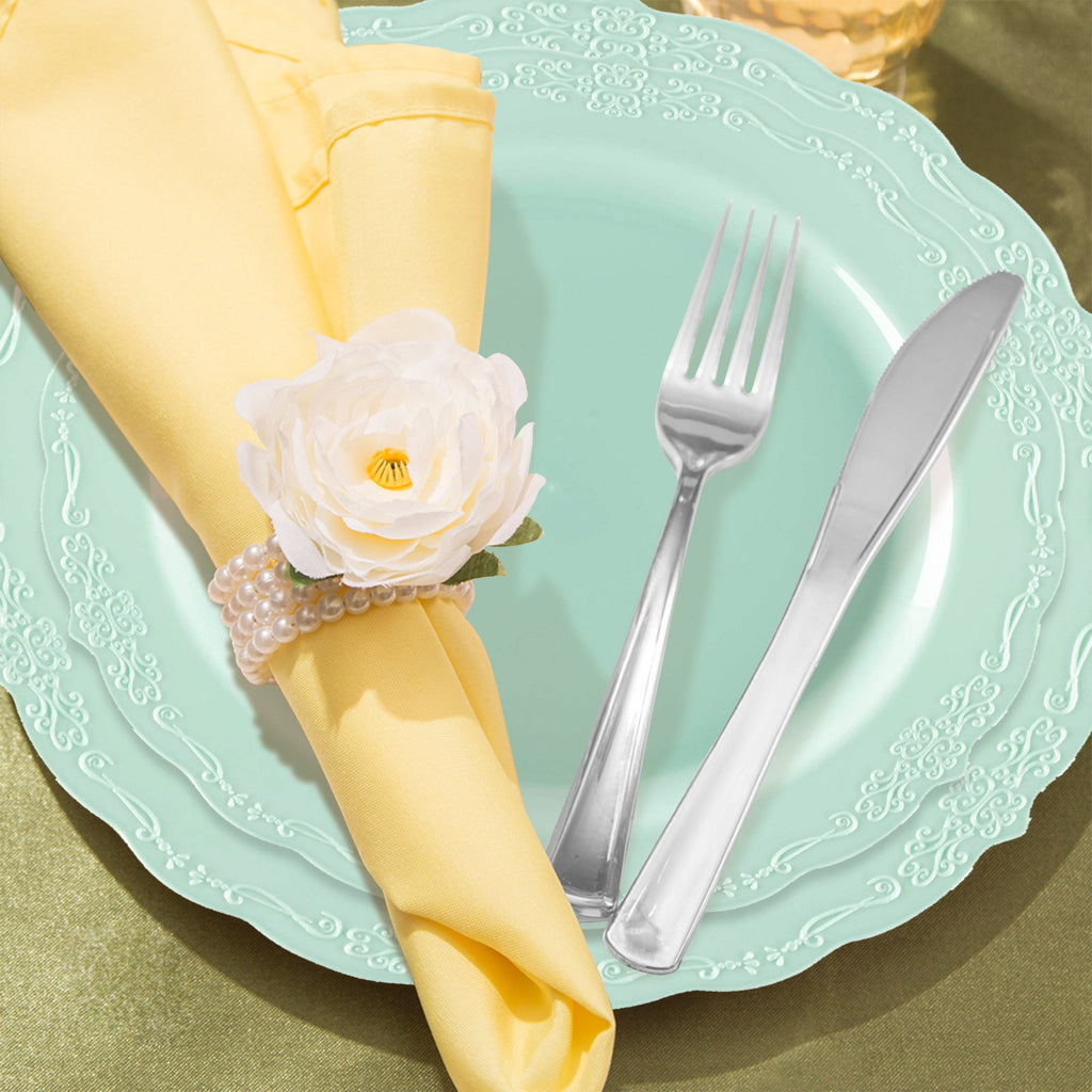 Turquoise Vintage Round Disposable Plastic Wedding Value Set