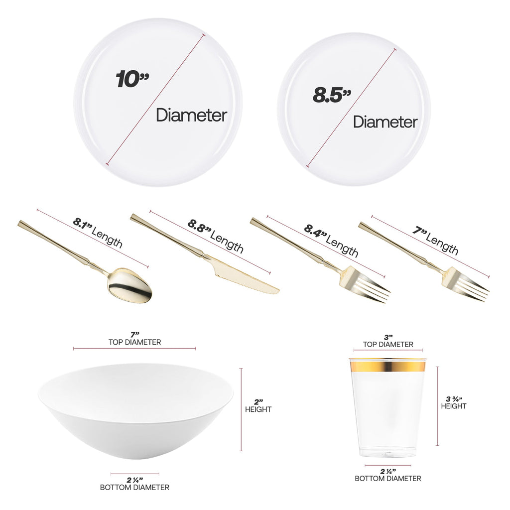 White Flat Round Disposable Plastic Tableware Set