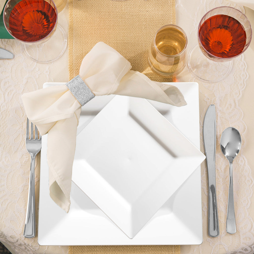 White Square Plastic Wedding Value Set
