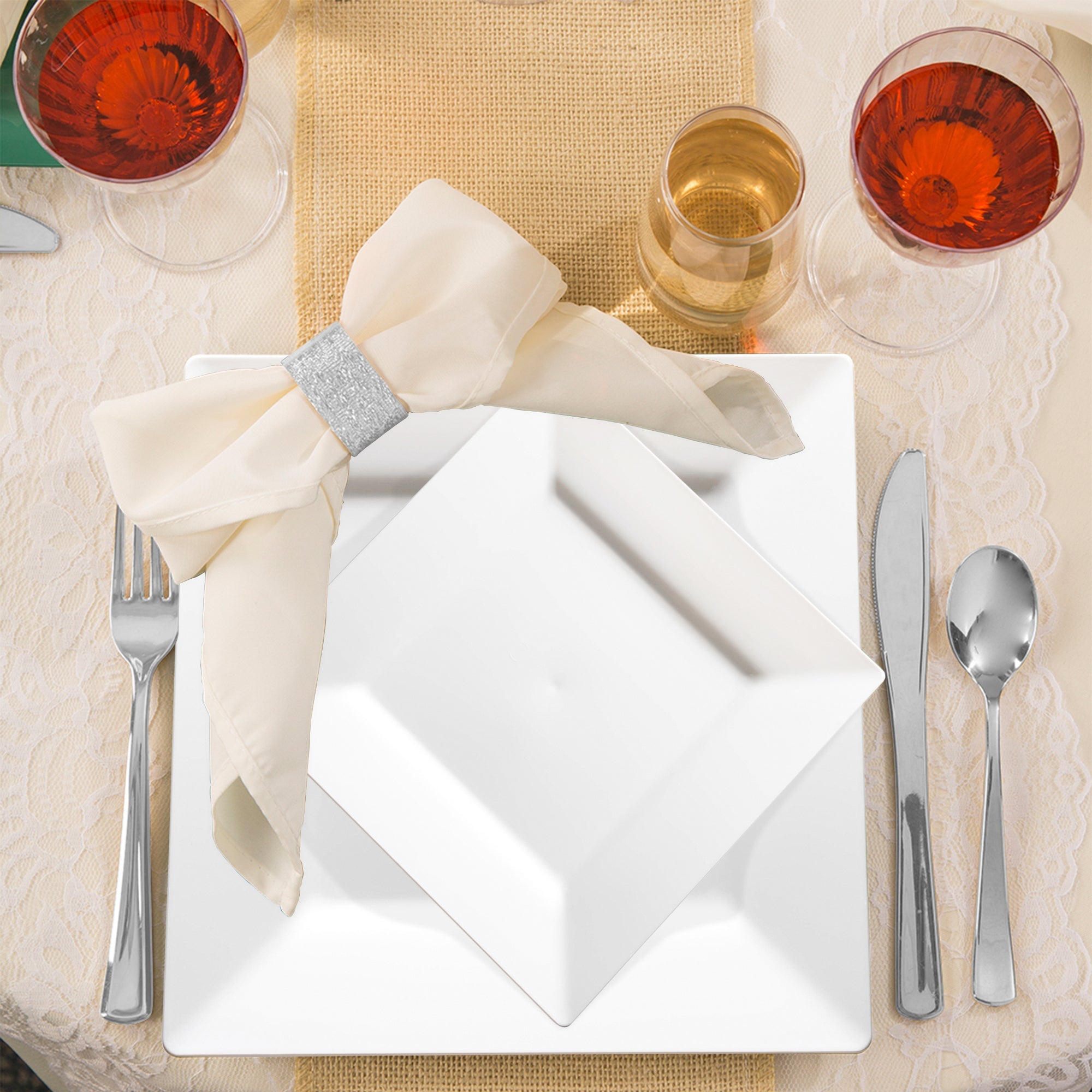 White Square Plastic Wedding Value Set
