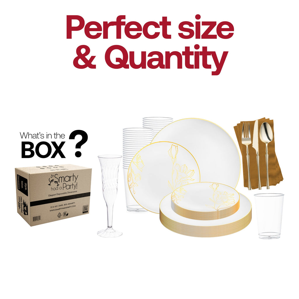 White with Gold Antique Floral Plastic Grand Wedding Value Set