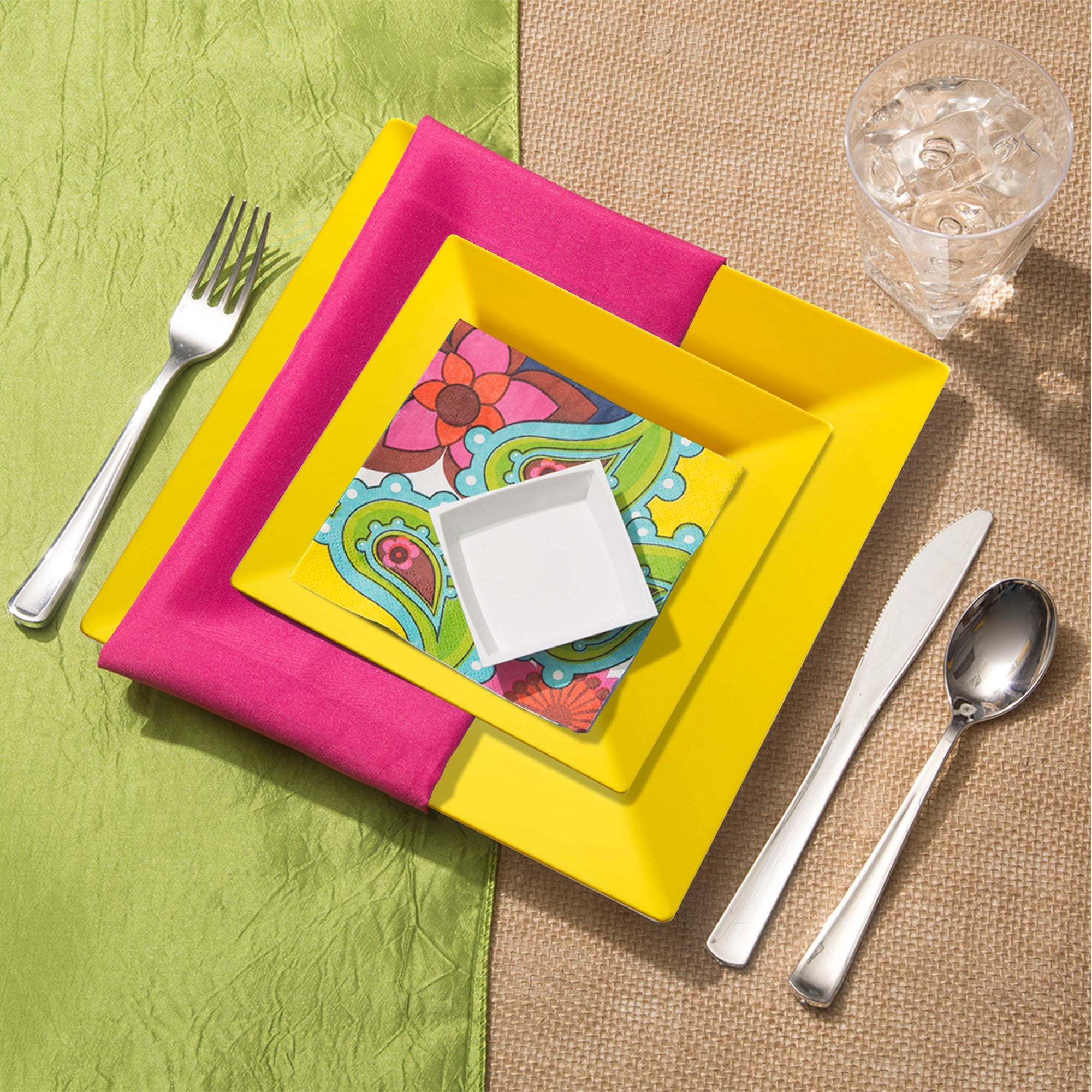 Yellow Square Plastic Wedding Value Set