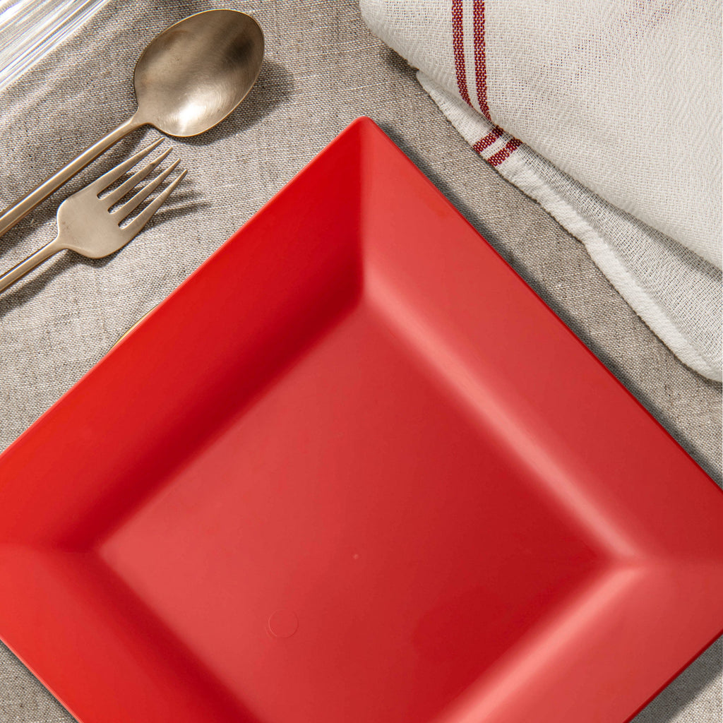 Red Square Plastic Salad Plates (6.5")
