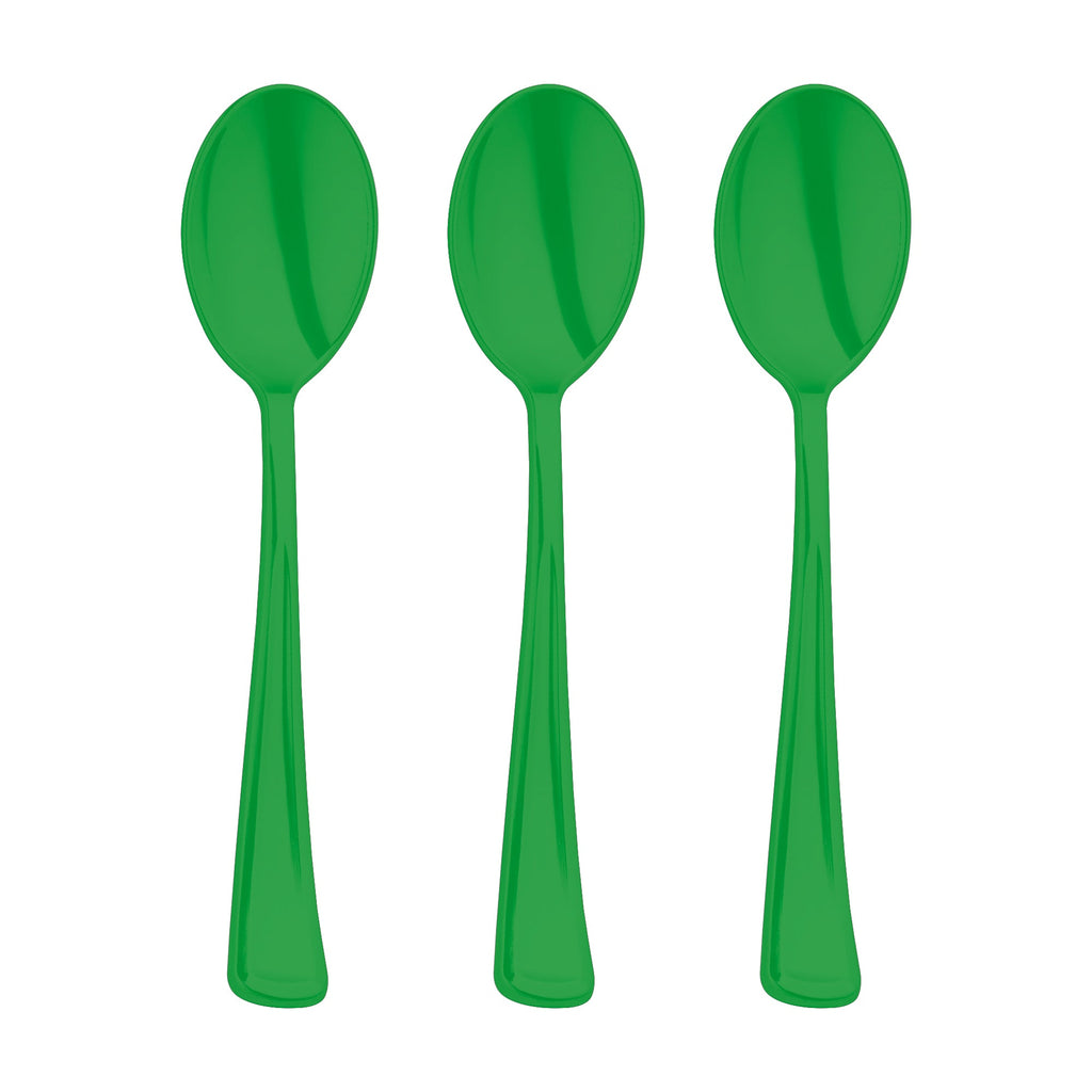 Green Disposable Plastic Party Spoons