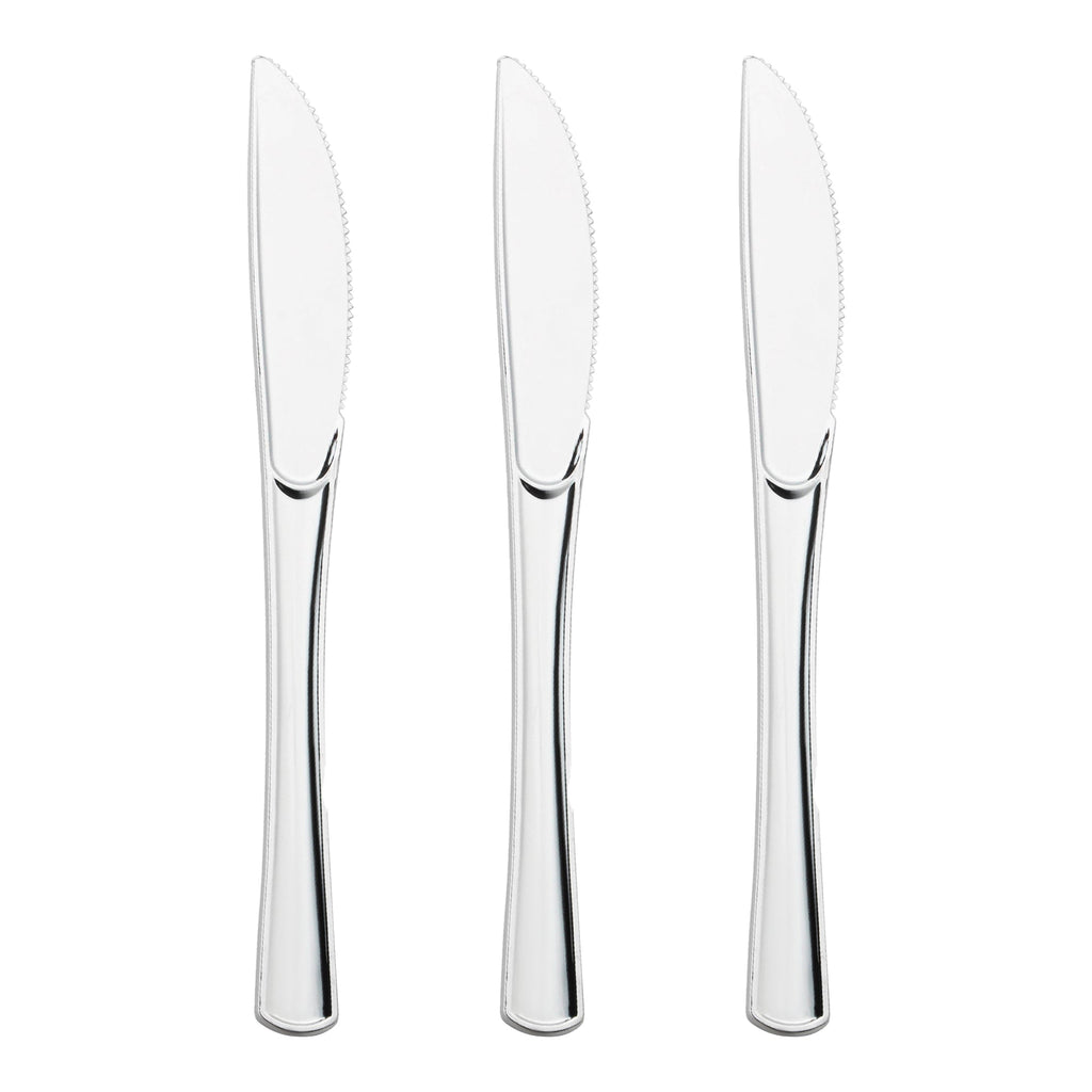 Shiny Metallic Silver Plastic Knives