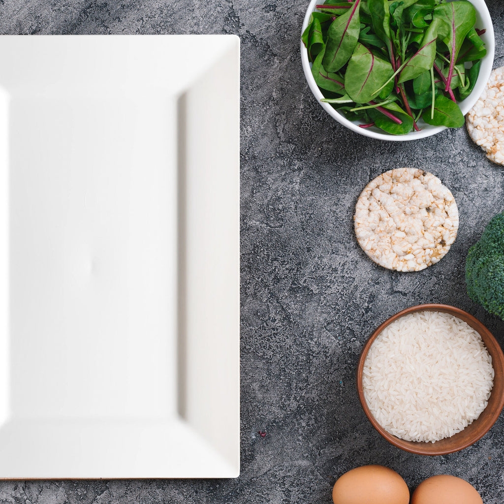 White Rectangular Plastic Dessert Plates (5.5" x 8.5")