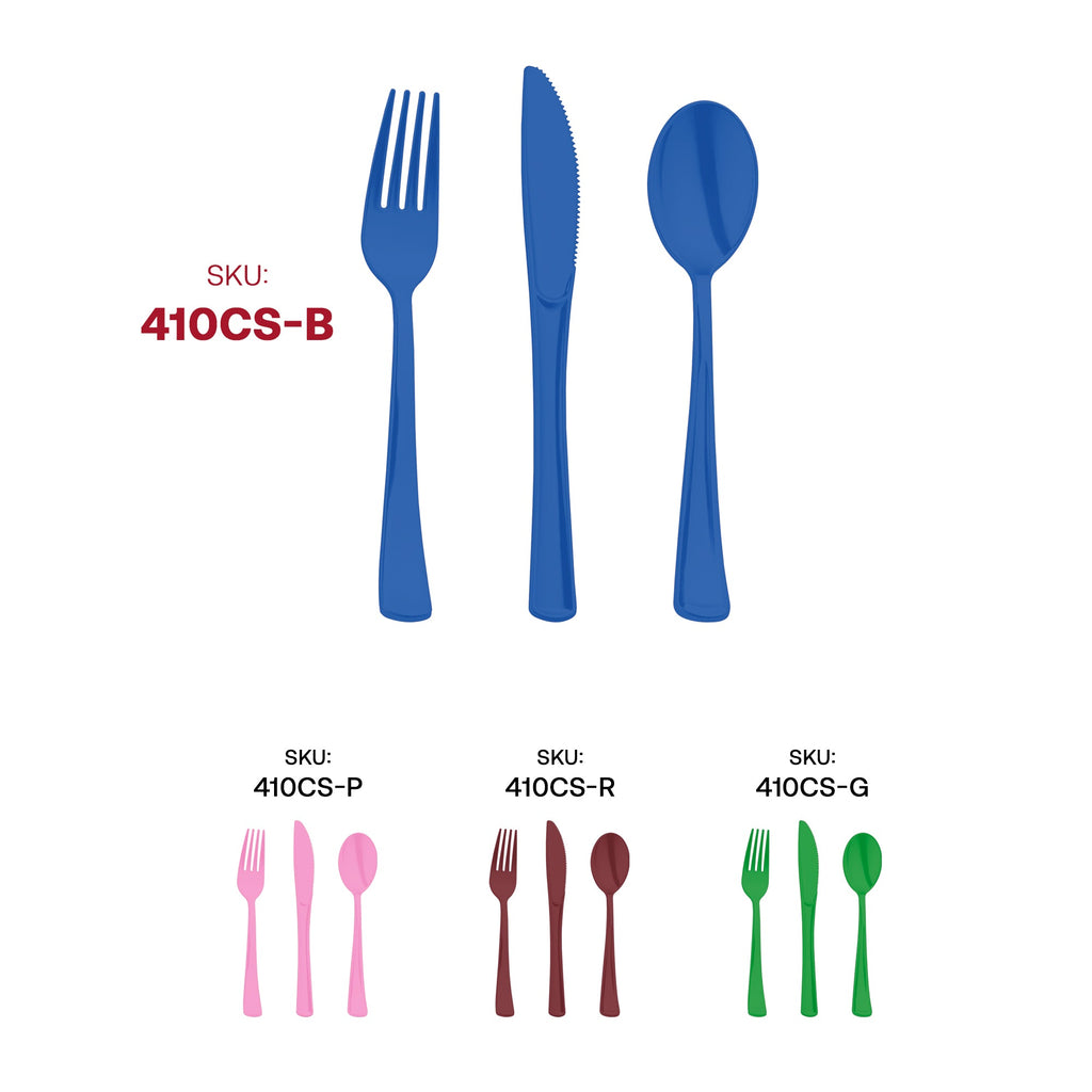 Blue Disposable Plastic Party Cutlery Set