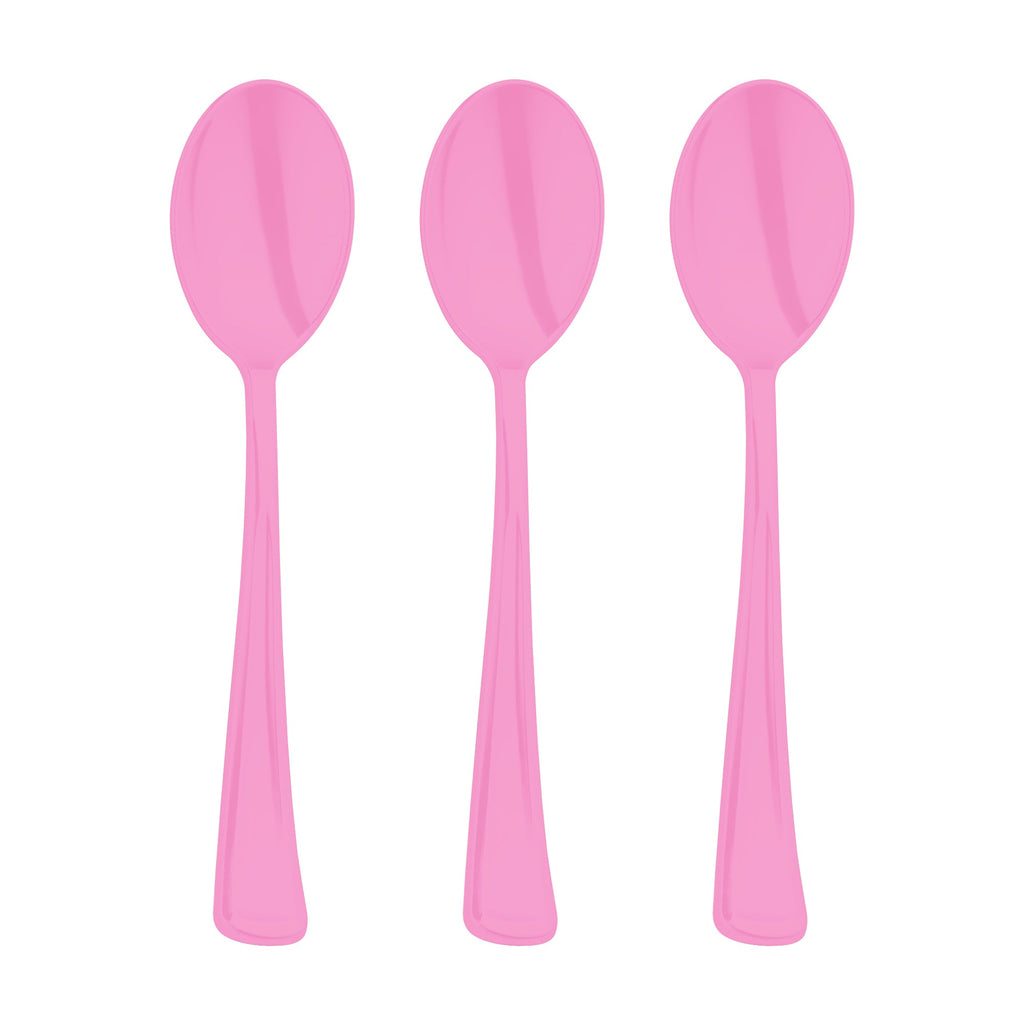 Pink Disposable Plastic Party Spoons