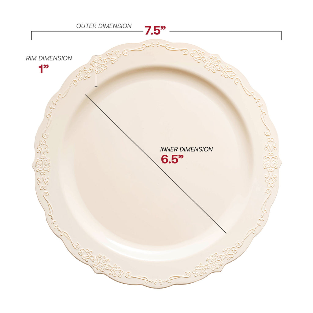 Ivory Vintage Round Disposable Plastic Dinnerware Value Set