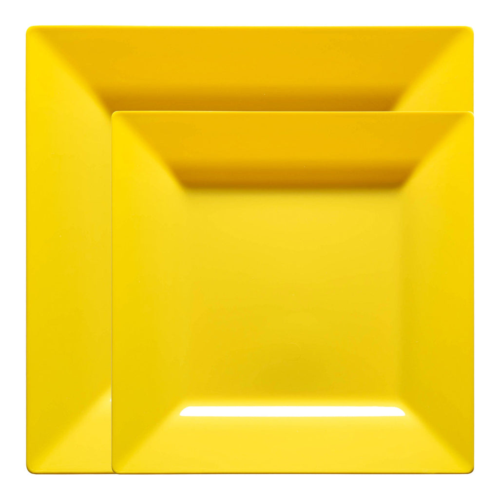 Yellow Square Plastic Dinnerware Value Set